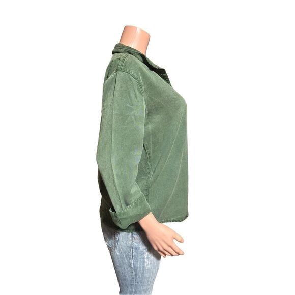 Bundle 2 Women 3/4 sleeve tencel button-down evergreen and walnut shirts M - Picture 10 of 12